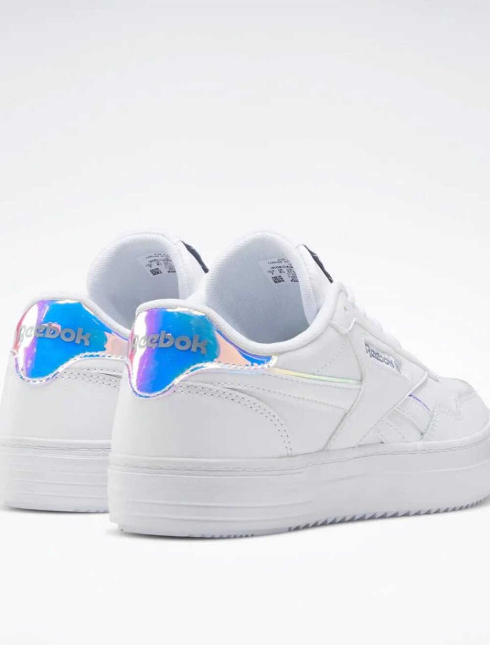 NWT REEBOK CLUB MEMT BOLD White Classic Sneakers with Iridescent Detail 7.5